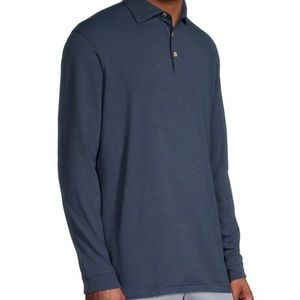Peter Millar Lyons Performance Long Sleeve Polo in Navy